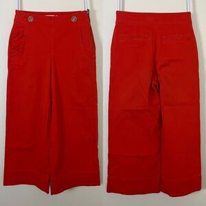 Maeve Women Size 4 Orange Colette Wide Leg Cropped Pants Trousers Minimal Office